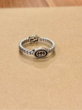 Gucci Silver Braided Double G Open Ring